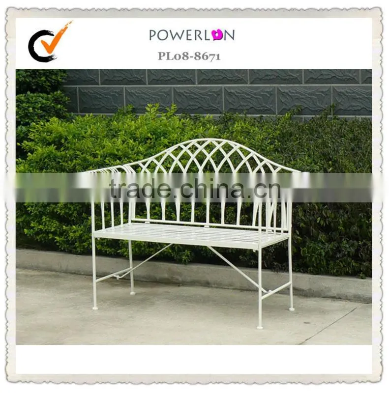 spring vintage white iron garden bench poland