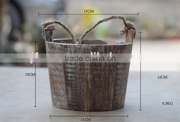 Succulent plant small wood hanging planter