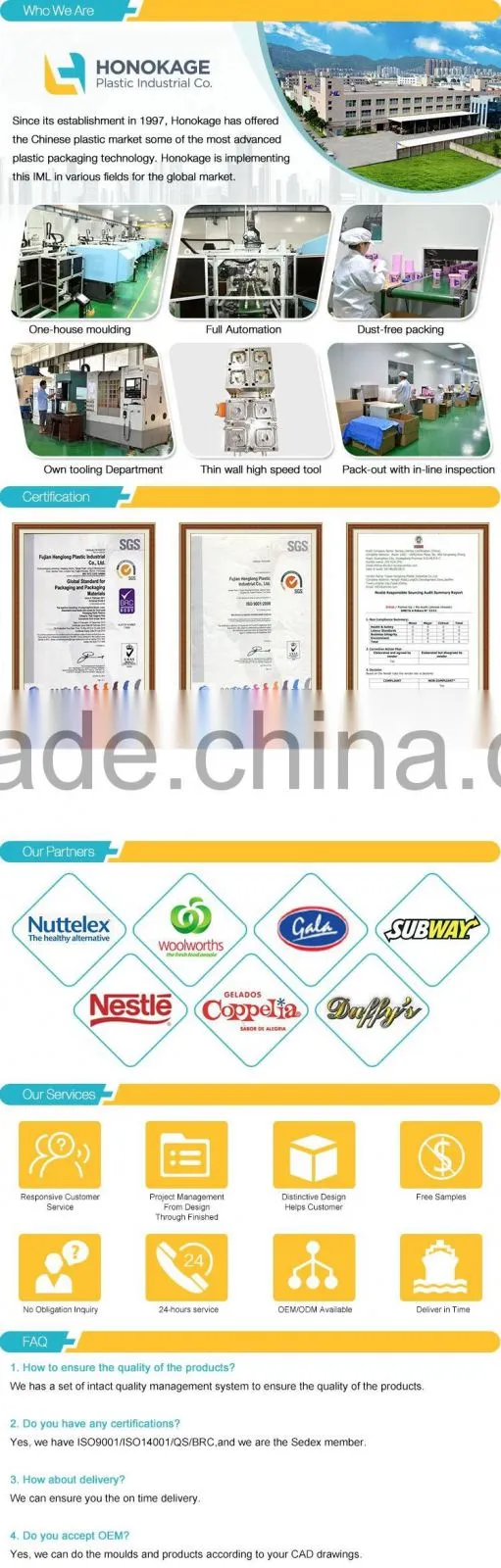 IML Plastic Ice Cream Container Packaging Design,Plastic Empty Ice Cream Tubs with FDA certificate