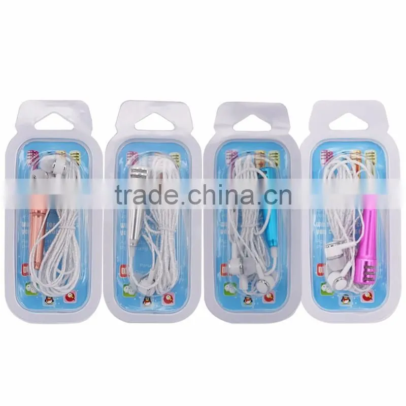 Mini Portable Fashionable Cellphone Microphone With Earphones, Factory Price Mini Cellphone Microphone For Singing