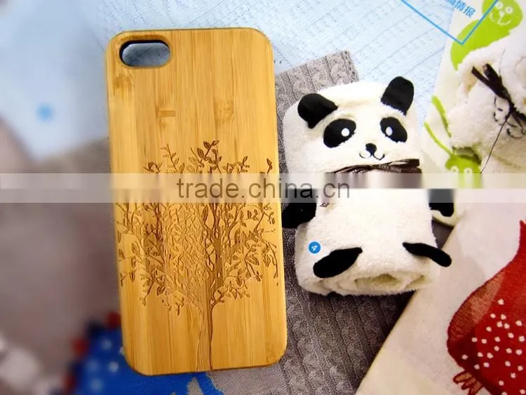 Engraving custom pattern wood phone cover bamboo mobile phone case for iPhone 5S SE