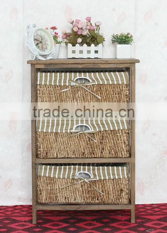 european style woven baskets cabinets wooden home decorative furniture