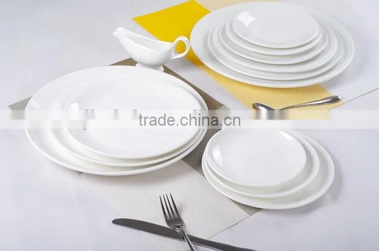 Dinnerware round white hotel porcelain plate, personalized porcelain plates, white porcelain soup plate for wedding