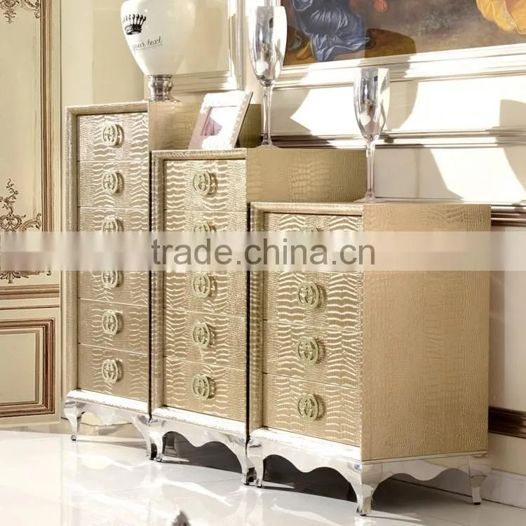 unique design crocodile texture PU covering MDF storage cabinets with display chests