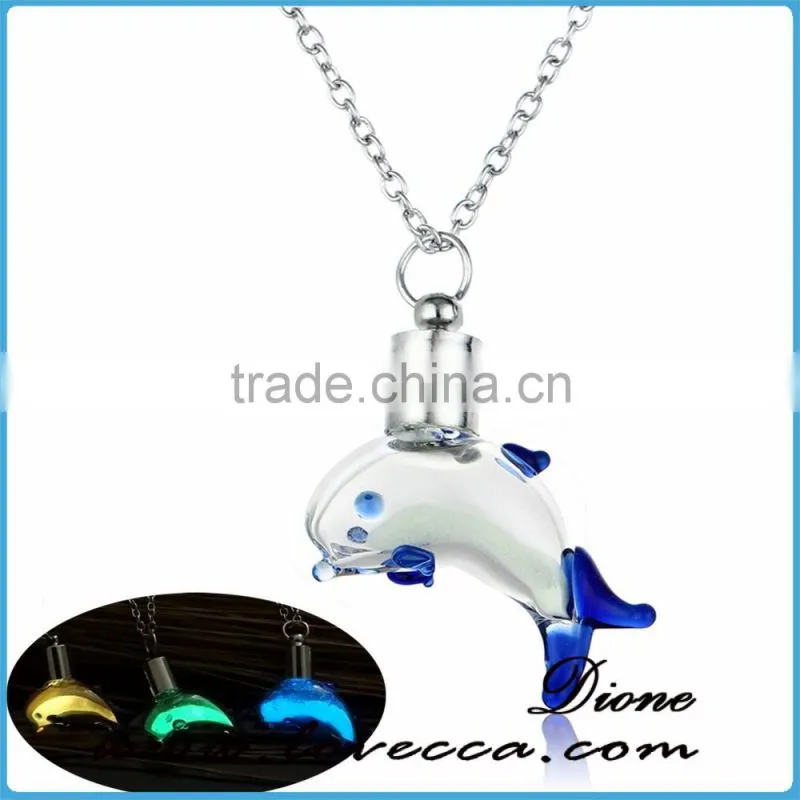 Luminous glass anchor necklace jewelry cheap jewelry glow in the dark
