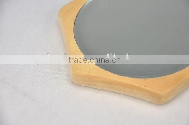 Hexagonal wooden mirror