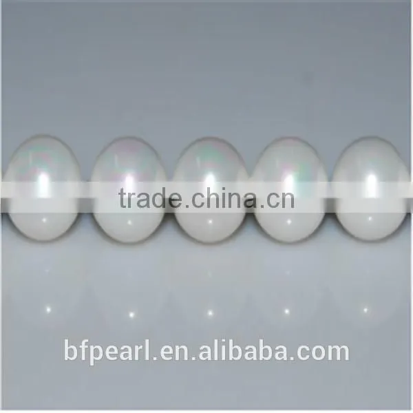 20mm Round Shiny White Genuine Pearls Strands Handmade Shell Jewelry