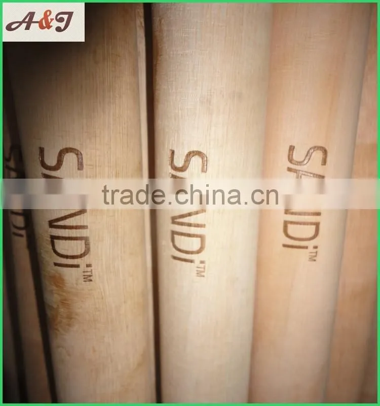 LOGO Print natural wooden broom stick, wooden mop stick