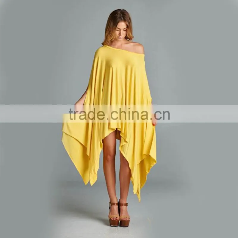 OEM Wholesale Summer Beach Cover Up Plain Cotton Spandex Asymmetrical Dresses Plus Size Beachwear L/XL/XXL/XXXL