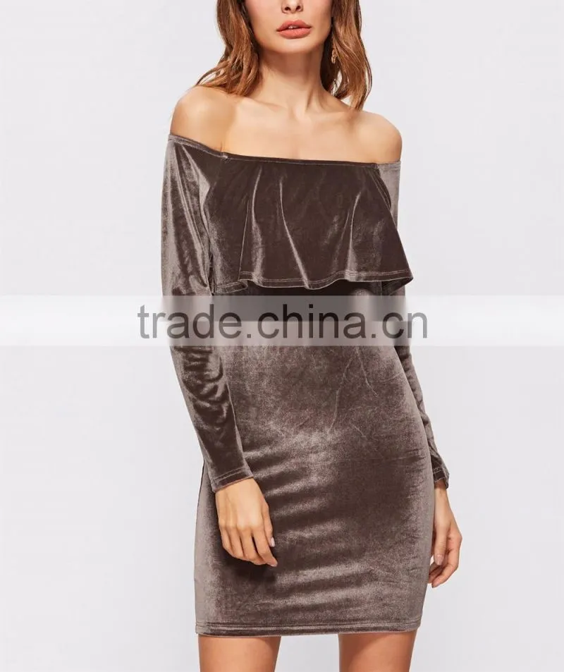Guangzhou Wholesale Clothing OEM Pink Undertone Velvet Plain Slip Dress