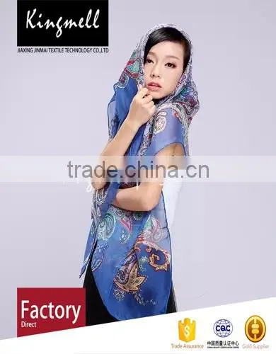 Customized Fashion Pure Digital Print Silk Scarf with Bright Vivid Colors
