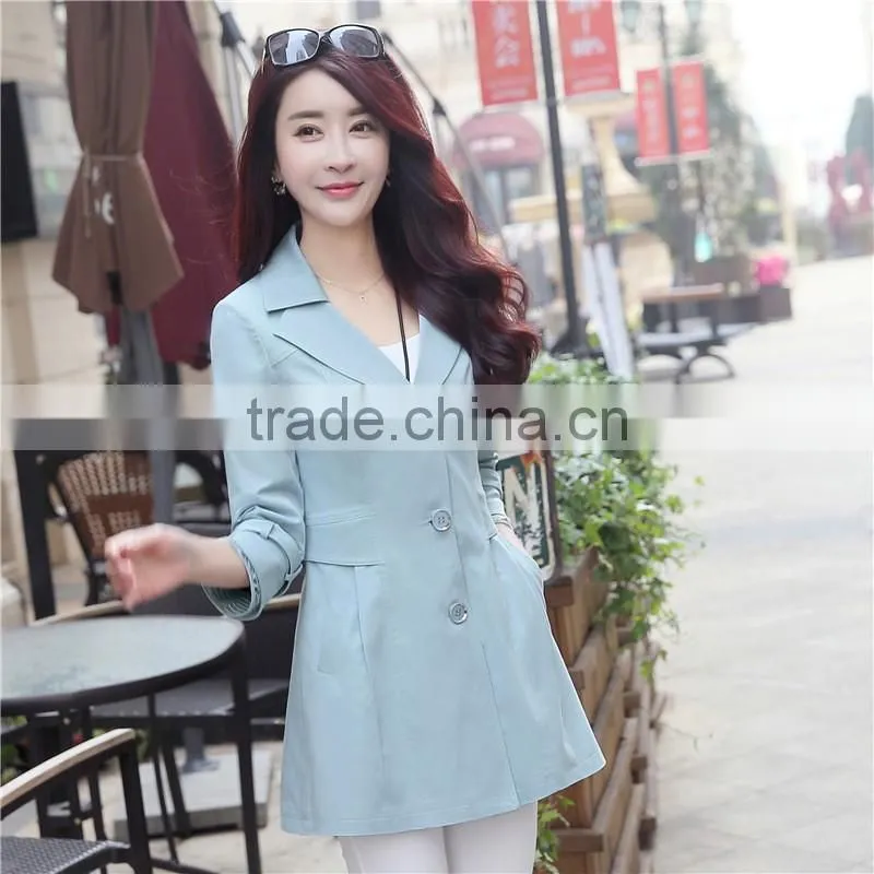 Fashion ladies coats long spring trench coat for women outdoor jacket