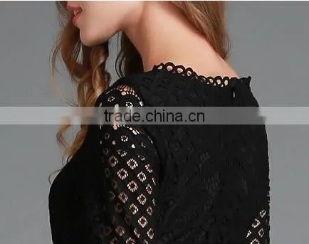 2016 Spring Women Lace Hollow Out Long Dresses Bohemian Femme Sexy Slim Party Dress Vestido