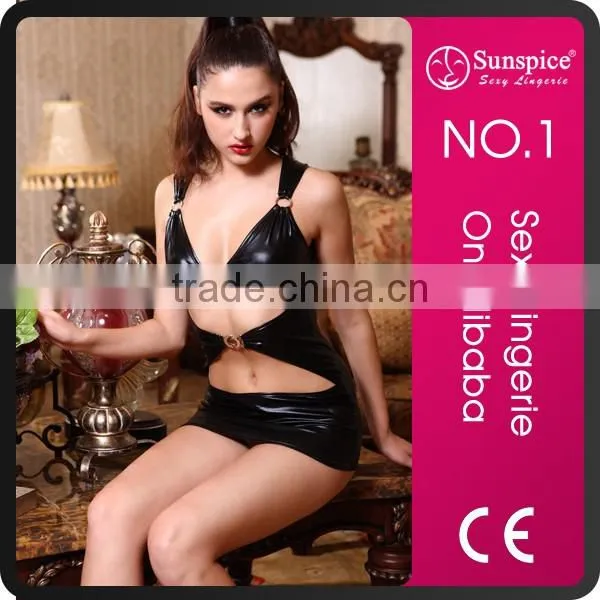 Plus size sexy fetish women set corset leather bondage mask