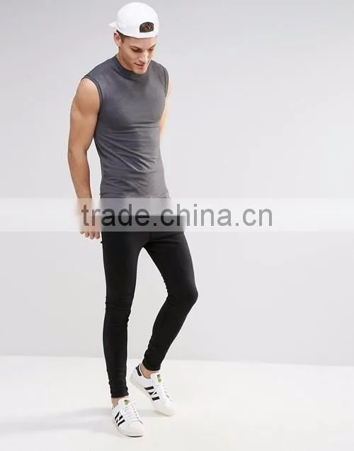 Custom charcoal turtleneck sleeveless muscle t-shirts, sports tank tops men OEM