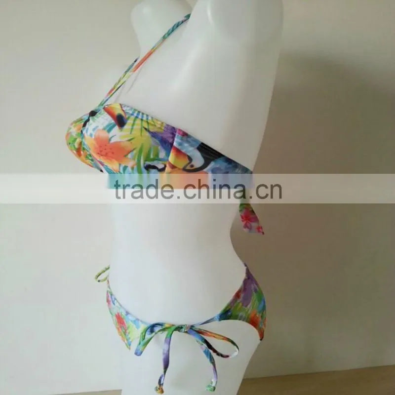 Young lady sunshine floral bikini swimsuit