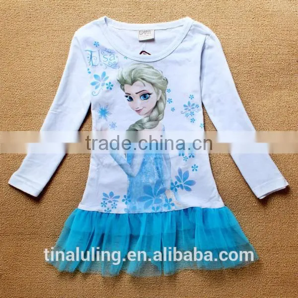 new fashion baby girls long sleeve cartoon dresses baby tulle dresses