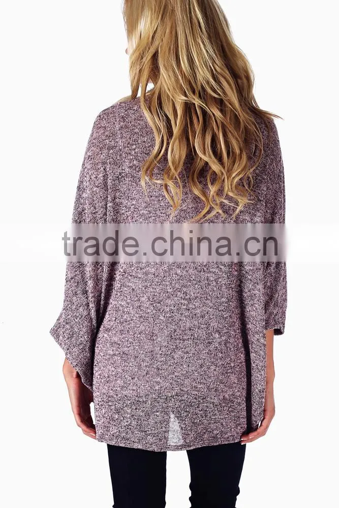 PINK HEATHERED DOLMAN SLEEVE KNIT MATERNITY CARDIGAN