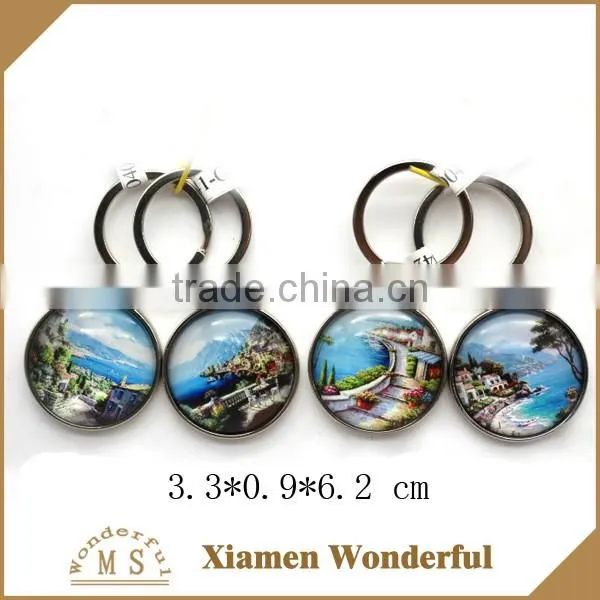 beautiful scenery keychains custom tourist souvenir gift glass key chain