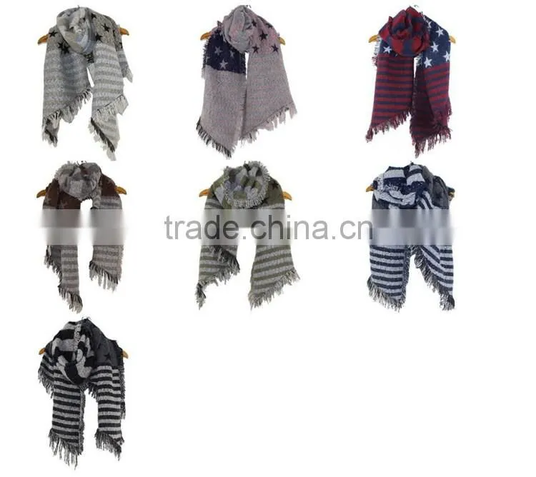 Fashion EU Stars and Stripes Winter Women Scarf and Shawl 2017