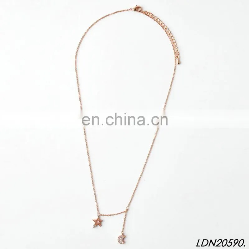 real rose gold necklace with AAA zircon
