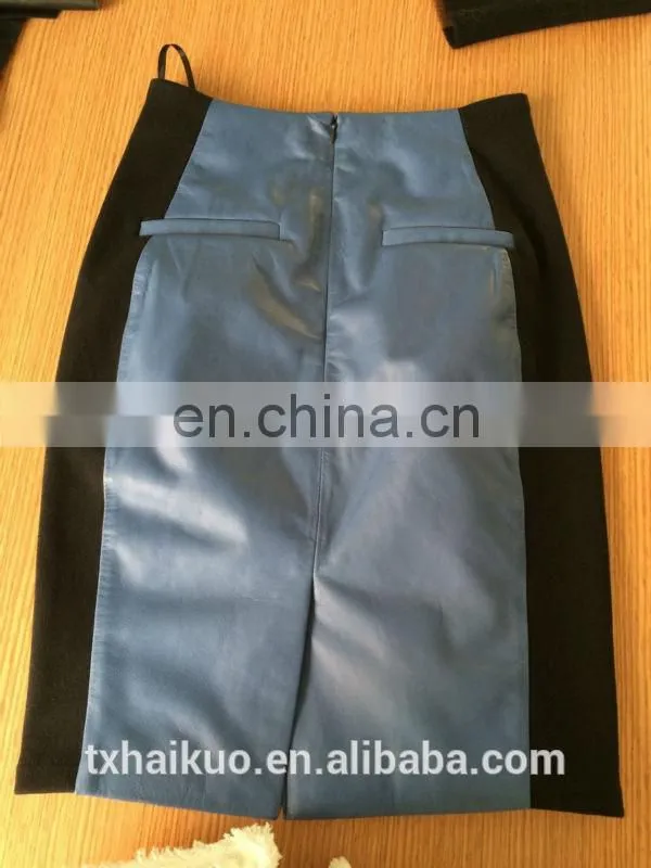 Ladies leather skirt with ponti and invisible zipper