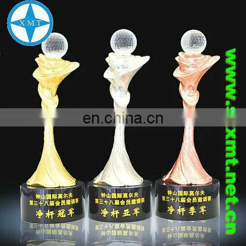 wholesale gold and silver plated zinc alloy metal twisted trophy