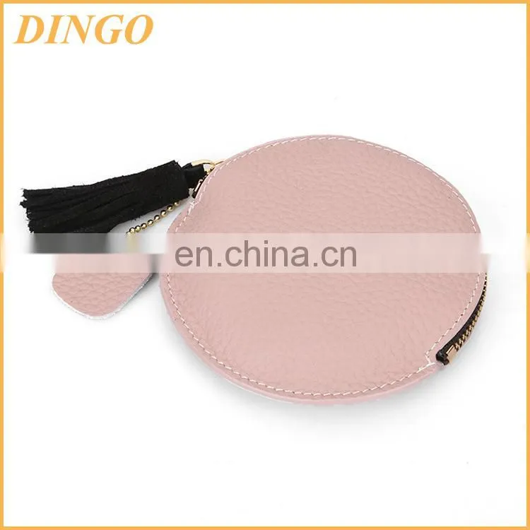 PU leather coin wallet zipper bag, plastic coin wallet storage string bags