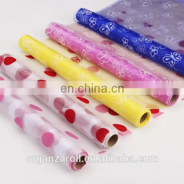 Fashion Design Flower Spraying Organza Dress Fabric