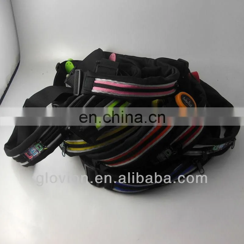 Newest Flashing led waistband led light zipper waistband glowing sports waistband