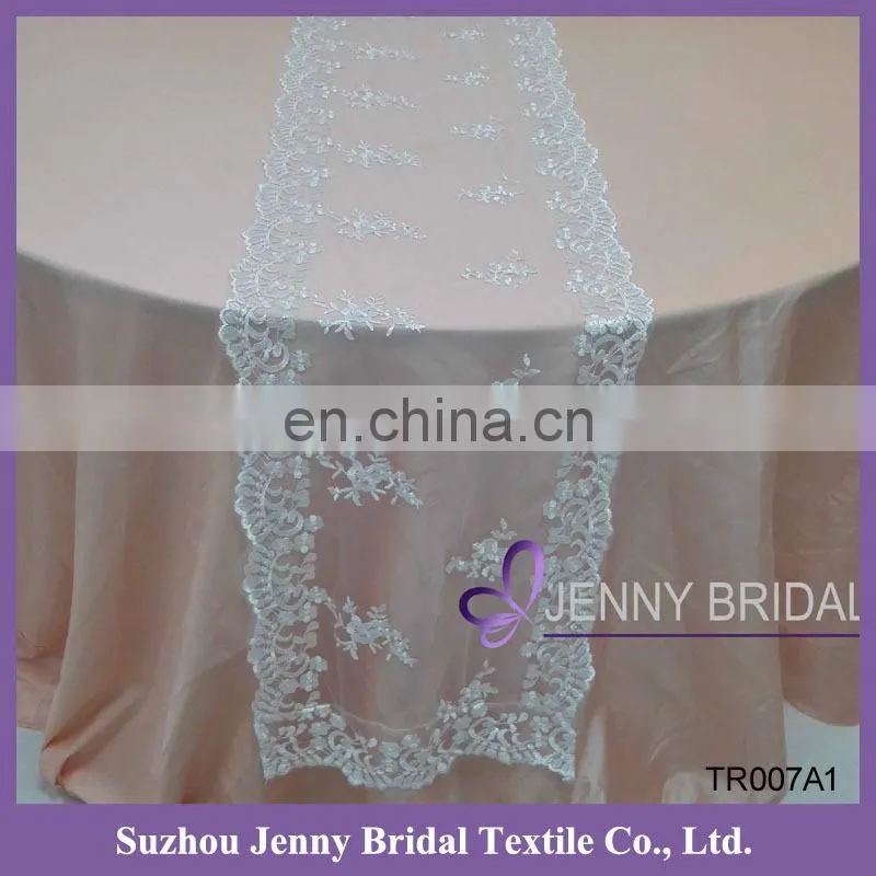 TR022A white chemical lace table overlay lace table runner for round tables