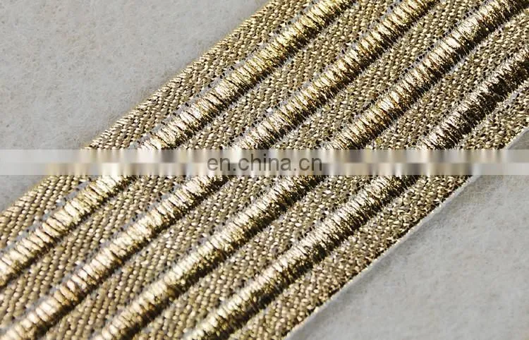 Hot sale lurex elastic tape elastic band with gold thread for clothes