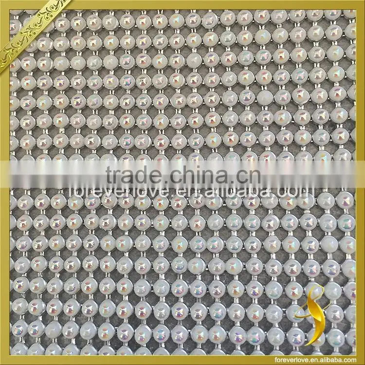 Aluminum base hotfix glue plastic crystal pearl and rhinestone mesh trimming 24cmx40cm FRM-158