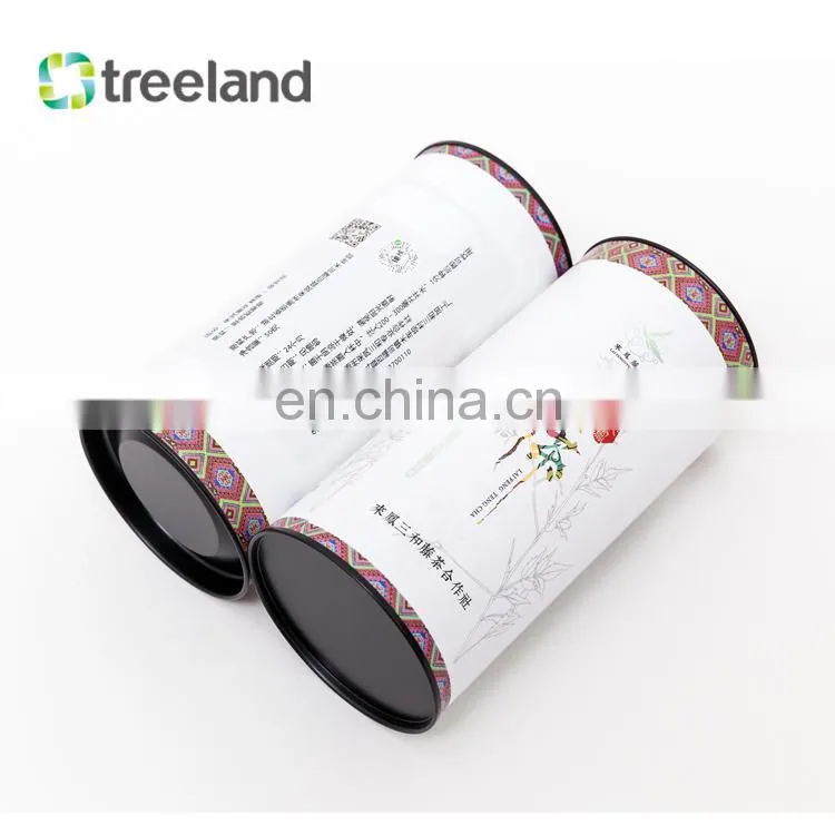 Wholesale Eco-friendly Paper Cardboard Tube Can for Tea with Metal Cover