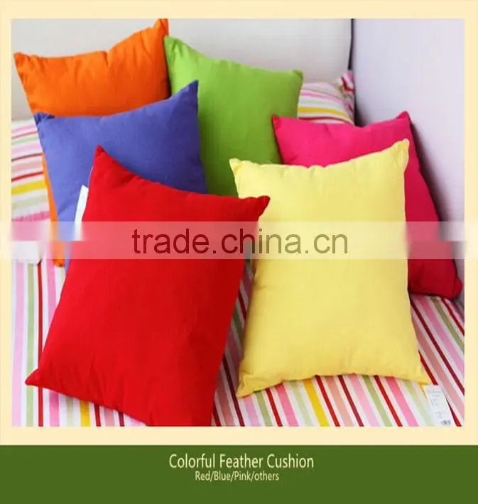Colorful feather cushion/hotel cushion/cheap feather cushion