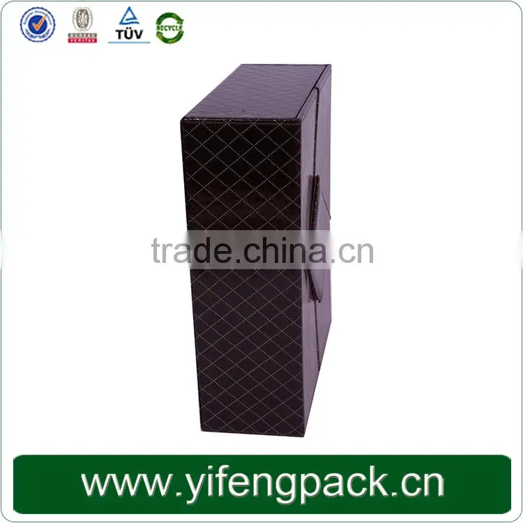 wholesale black PU leather wine bottle gift box