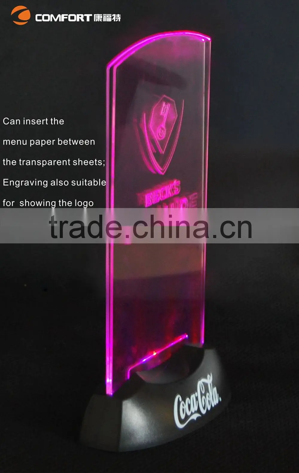special price promotional lighted club led menu covers,led menu holder