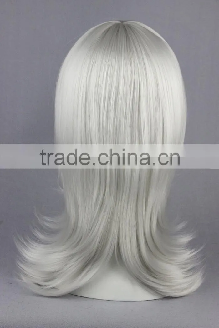 High Quality 55cm Medium Curly Nabari no Ou wig Kurookano Shijima Silver White wig Synthetic Anime Wig Cosplay Hair Wigs