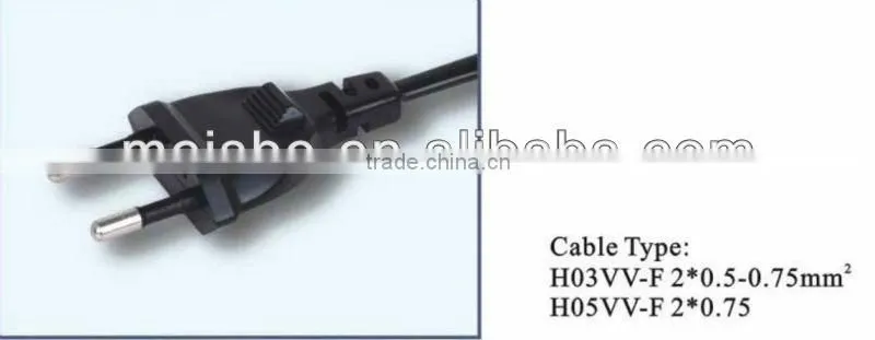 2 Pins Euro 2.5A 250V male female ac power plug