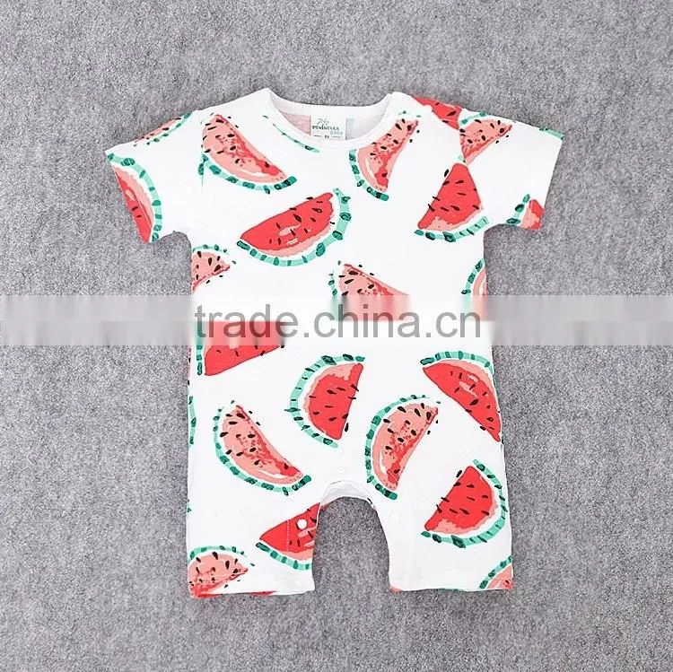 Summer New Style Boutique Design Pure Cotton Wearing Cute Watermelon Toddler Rompers