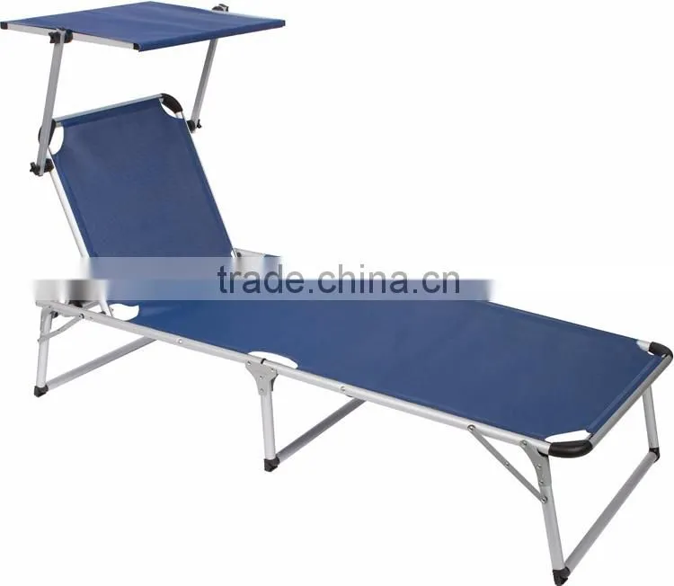 Classic Lounge Furniture Folding Aluminum Back With Chaise Lounge Pool Outdoor Lounge Chair With Canopy
