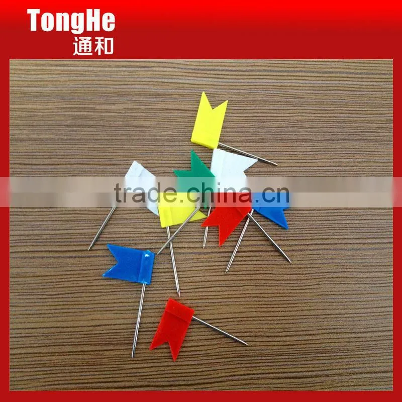 Yellow Color Crafts Making Flat Shape Plastic Flag Map Pin