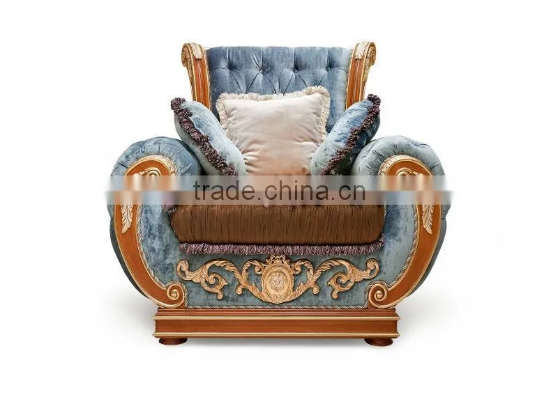 Royal design solid wood sofa classic living room furniture antique hand carved sofa