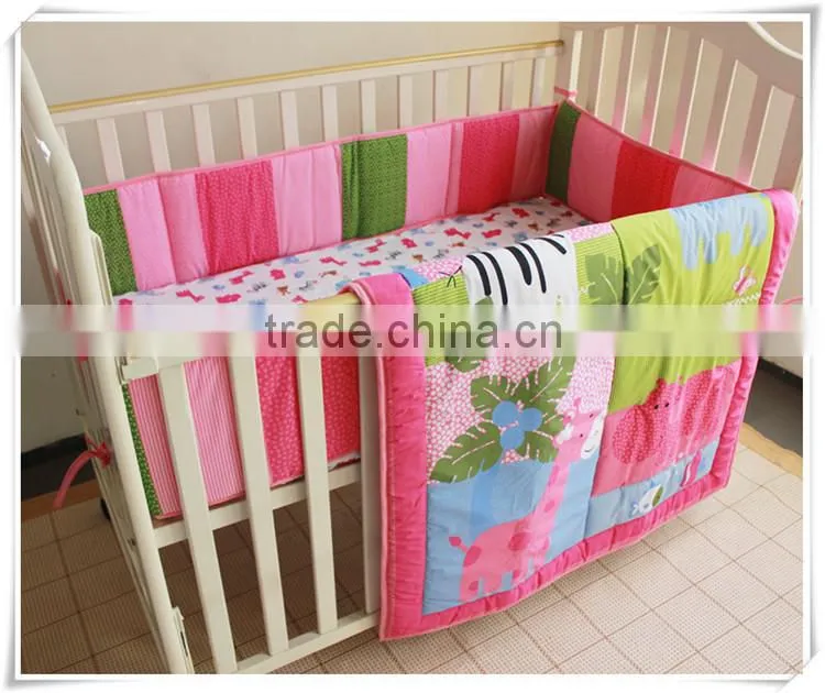 pink animals baby fitted bed skirt from professional manufacturer