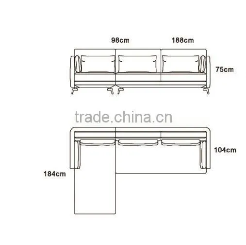 2015 Modern Design high fashion home sofa Top Grain Leather furniture living room MS1210