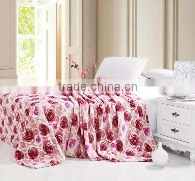 flower pattern printed blanket with 100% coral fleece material