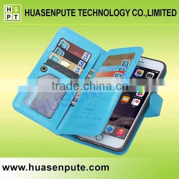 Book Wallet Flip Leather Cell Phone Case For Iphone 6 9 Card Slots Leather Mobile Case