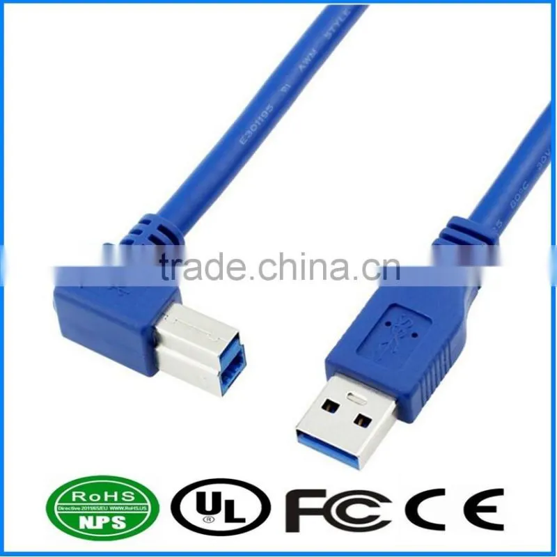 USB3.0 AM To BM Cable 90 Degree Printer Data Line Copper Core