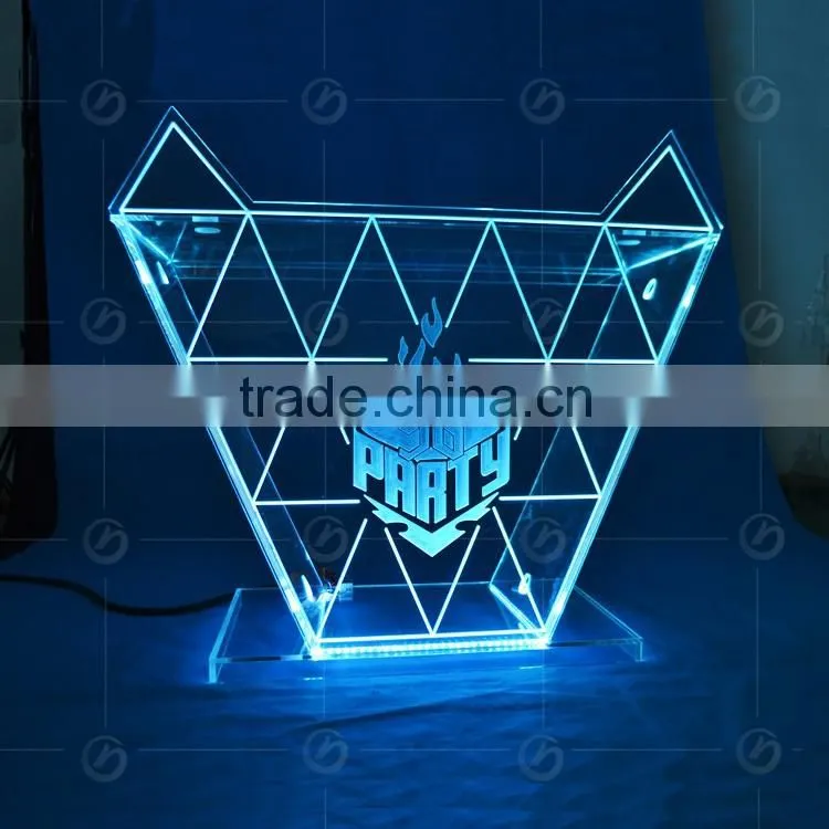 High quality night bar acrylic LEDRGB light table designs, night club dj facade, night bar booth night bar furniture