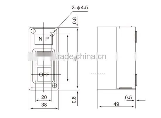 CNTD Power Pushbotton Switch On-off With Black And Red Button Switch Box 15A 2.2KW